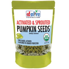 D-Alive Activated & Sprouted Pumpkin Seeds – Mildly Salted (USDA Organic, Long Soaked & Air Dried To Crunchy Perfection) – 150g