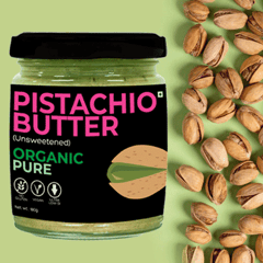 D-Alive Pistachio Butter (Unsweetened) Organic Pure - 180g (Sugar-free, Organic, Gluten-free, Low Carb, High Protein, Ultra Low GI, Vegan, Diabetes, & Keto Friendly) - Made in Small Batches, Packed in Glass Jars