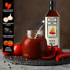 D Alive Phantom Hot (Tomato) Ketchup / Bhut Jolokia Chilli, 280ml  - (Packed in Glass Bottles, Sauce made with World's Hottest Ghost Pepper)