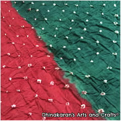 Red & Green Double Colour Bandhani Fabric
