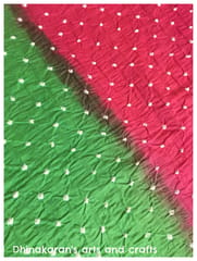Pink & Green Double Colour Bandhani Fabric