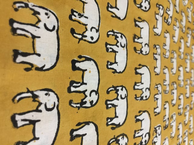 ELEPHANTS Block Print Fabric