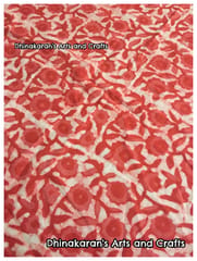 ORANGE FLORAL Block Print Fabric
