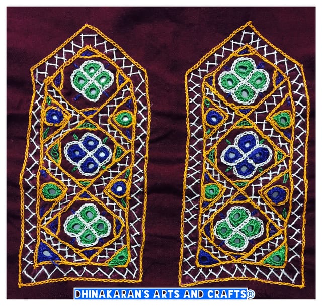 Traditional Blossoms Kutchwork Sleeves Patch