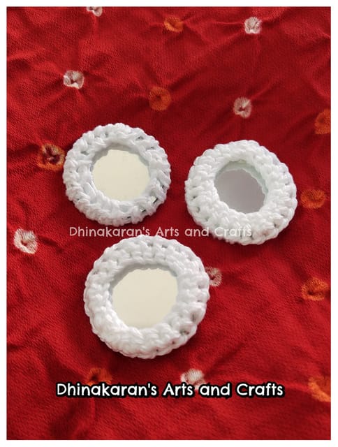 WHITE Kutchwork Mirror Buttons