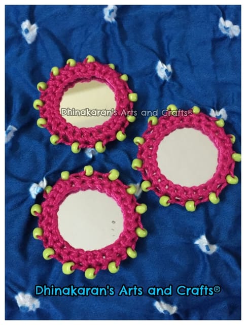 NAWABI PINK Beaded Kutchwork Mirror Buttons