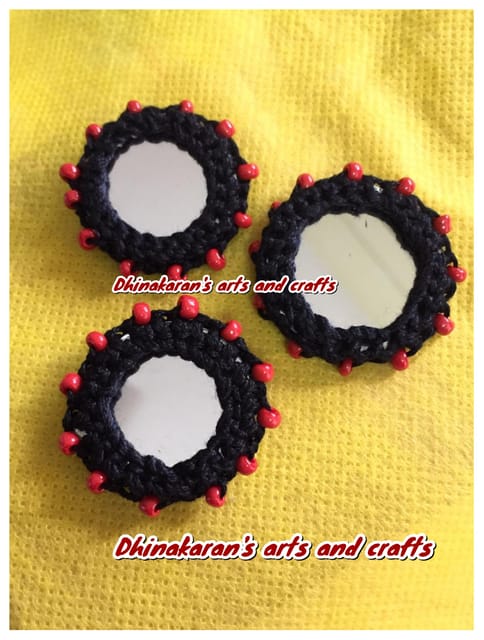 BLACK Beaded Kutchwork Mirror Buttons