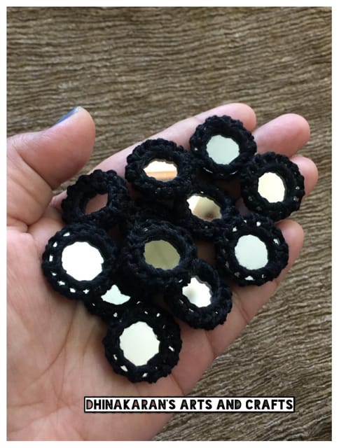 BLACK Mini Kutchwork Mirror Buttons