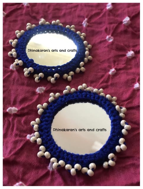 BIG Round Kutchwork Mirror Buttons-DARK BLUE