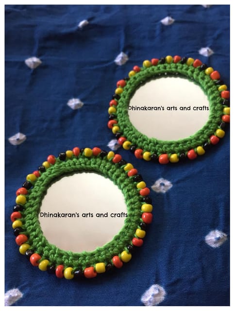 BIG Round Kutchwork Mirror Buttons-GREEN