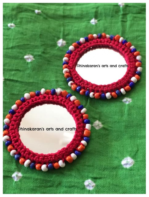 BIG Round Kutchwork Mirror Buttons-RED