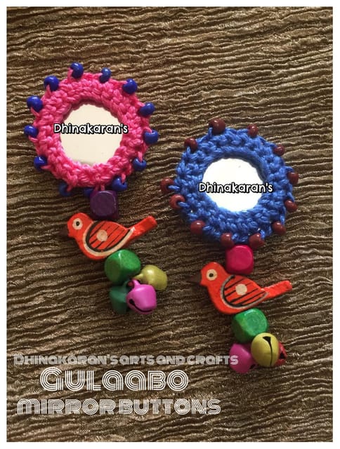 Gulaabo Kutchwork Mirror Tassels/Buttons-(1)
