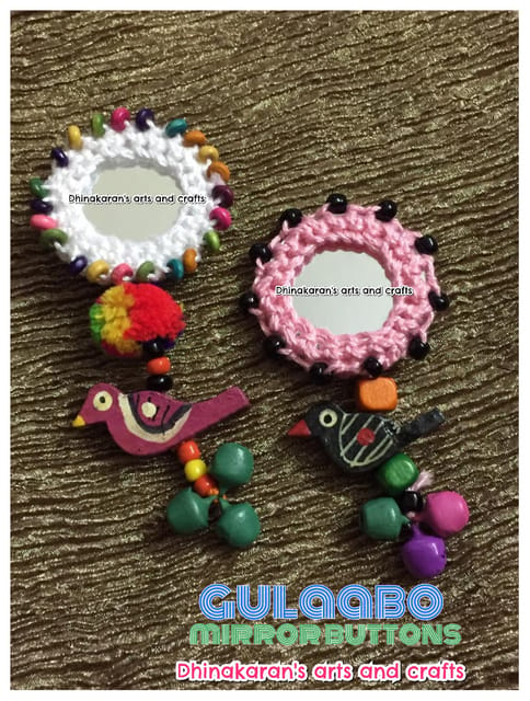 Gulaabo Kutchwork Mirror Tassels/Buttons-(2)