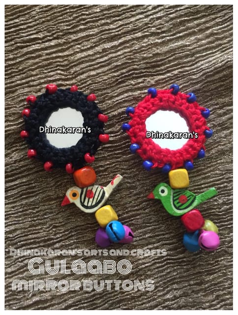 Gulaabo Kutchwork Mirror Tassels/Buttons-(5)