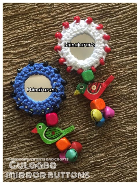 Gulaabo Kutchwork Mirror Tassels/Buttons-(26)