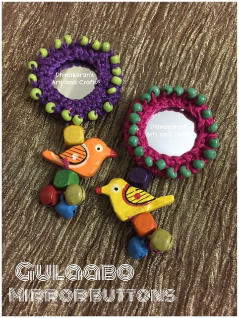Gulaabo Kutchwork Mirror Tassels/Buttons-(35)