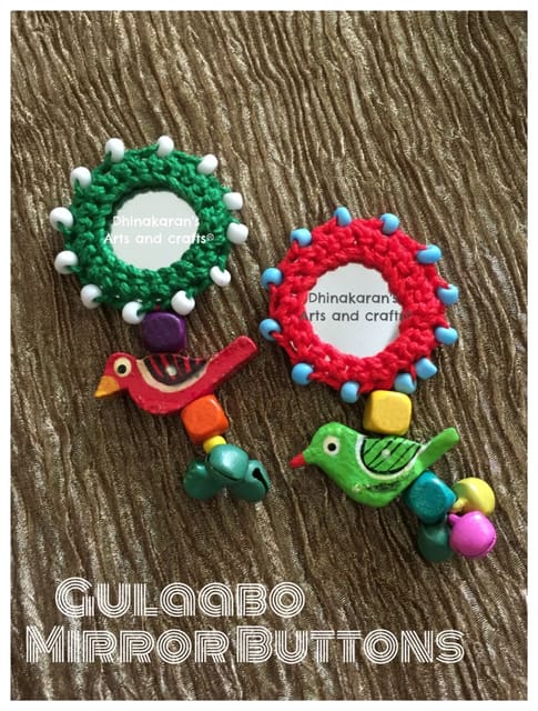Gulaabo Kutchwork Mirror Tassels/Buttons-(37)