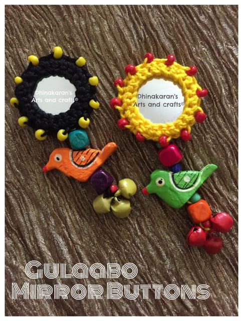 Gulaabo Kutchwork Mirror Tassels/Buttons-(38)