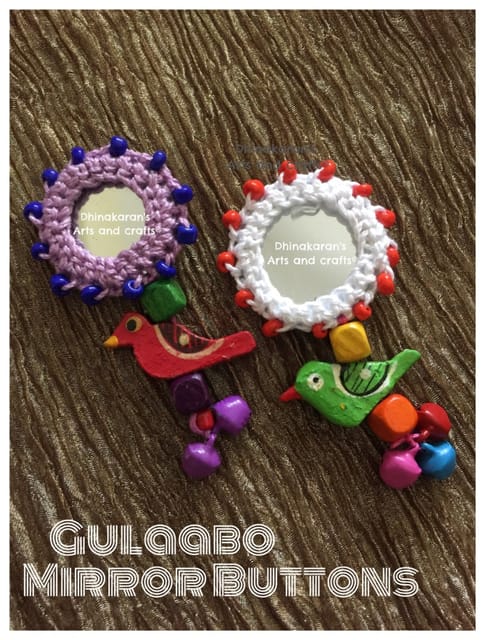 Gulaabo Kutchwork Mirror Tassels/Buttons-(39)