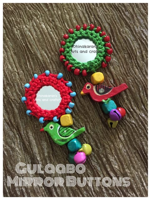 Gulaabo Kutchwork Mirror Tassels/Buttons-(41)