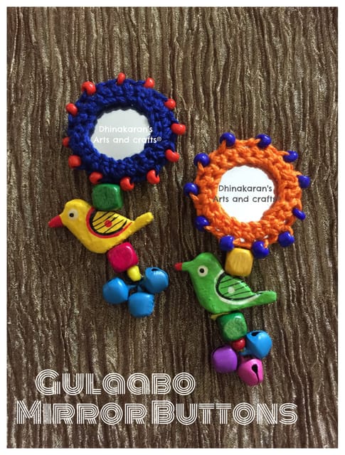 Gulaabo Kutchwork Mirror Tassels/Buttons-(42)