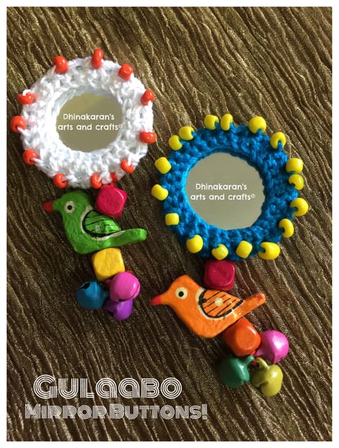 Gulaabo Kutchwork Mirror Tassels/Buttons-(43)