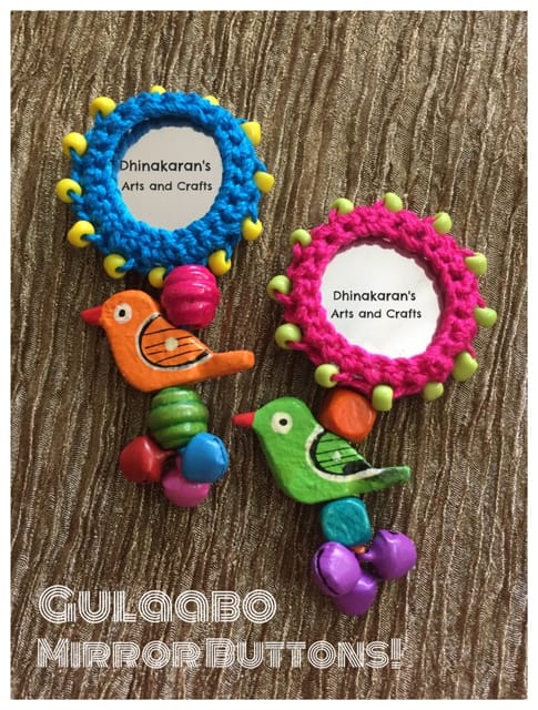 Gulaabo Kutchwork Mirror Tassels/Buttons-(44)