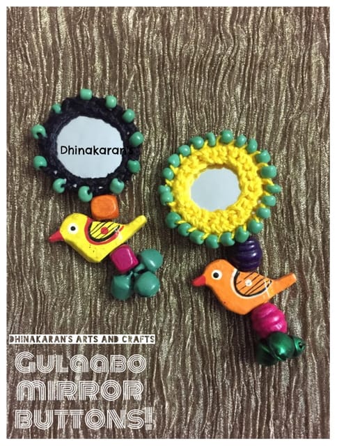 Gulaabo Kutchwork Mirror Tassels/Buttons-(47)