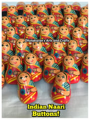 Indian Naari Doll Buttons-RED