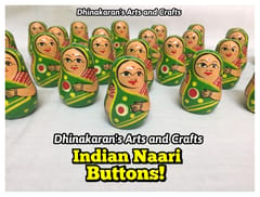 Indian Naari Doll Buttons-GREEN