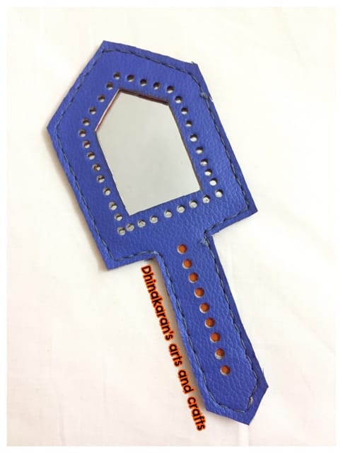 Blue Leather Hand Mirror