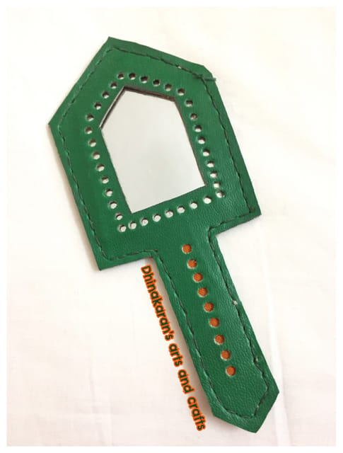 Dark Green Leather Hand Mirror