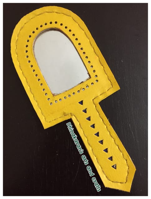 Yellow Leather Hand Mirror
