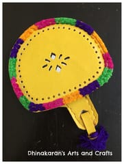 Yellow Leather Hand Mirror with Pouch