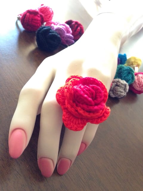 Rose Crochet Finger Ring