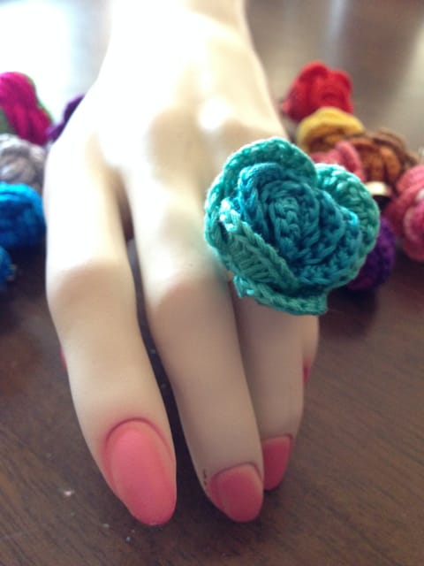 Turquoise Crochet Finger Ring