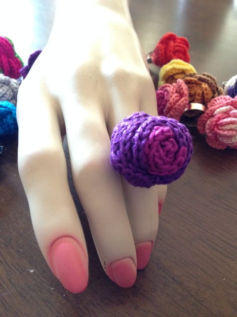 Purple Love Crochet Finger Ring