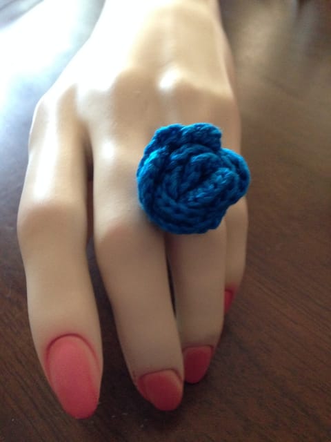 Royal Blue Crochet Finger Ring