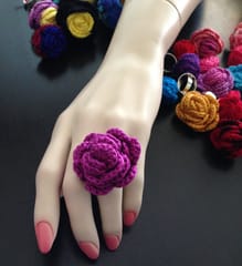 Purple Love Crochet Finger Ring