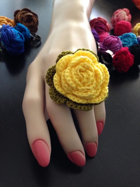 Sunflower Crochet Finger Ring