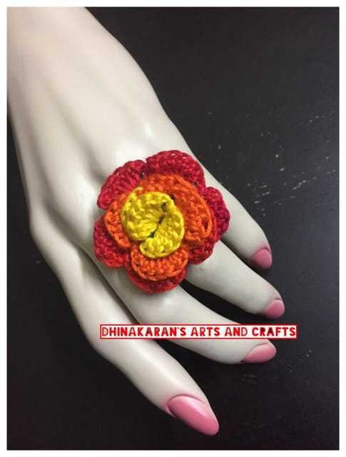Sunrise Rose Crochet Finger Ring