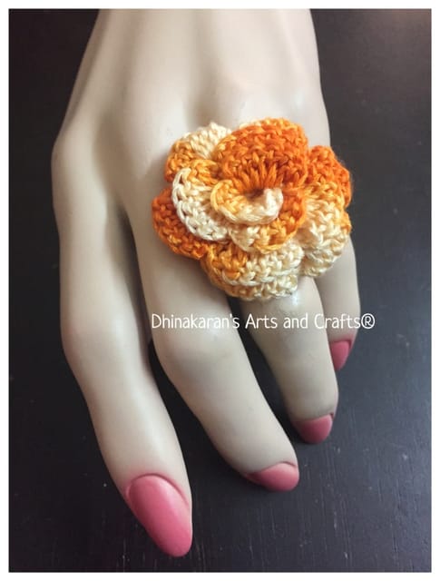 Orange Hues Rose Crochet Finger Ring