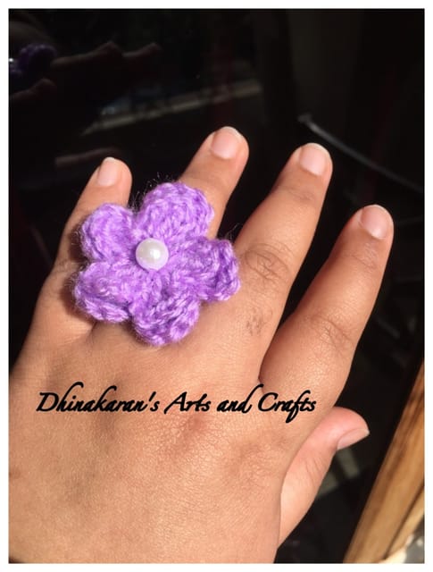 Happy Flower Crochet Finger Ring-LAVENDER