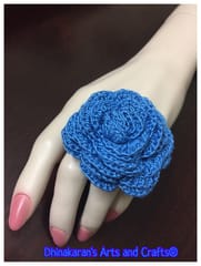 Classic Blue Crochet Finger Ring