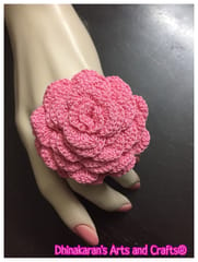 Bubbly Pink Crochet Finger Ring
