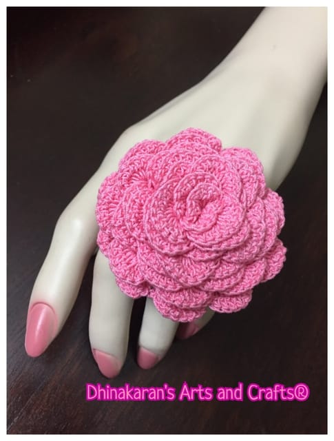 Bubbly Pink Crochet Finger Ring