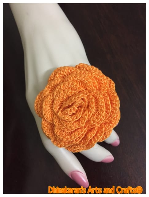 Orange Crochet Finger Ring