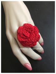 Hot Red Crochet Finger Ring