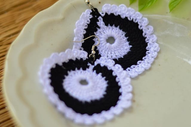 Black n White Crochet Earrings