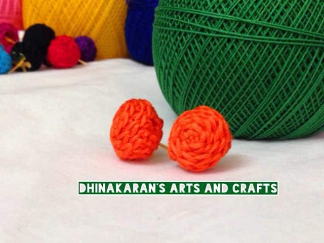 Orange Crochet Studs